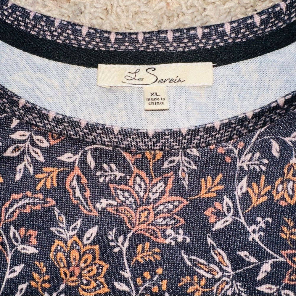 Floral Long Sleeve Women's Top XL Flower Print Top with Tie - Picture 6 of 6